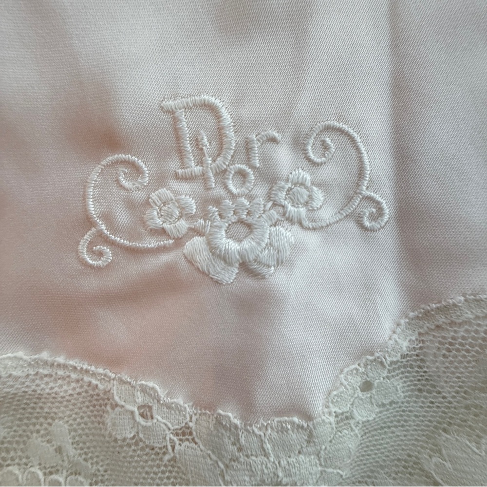 Vintage Christian Dior Satin & Lace Half Slip Pink Embroidered Large USA - Picture 4 of 9